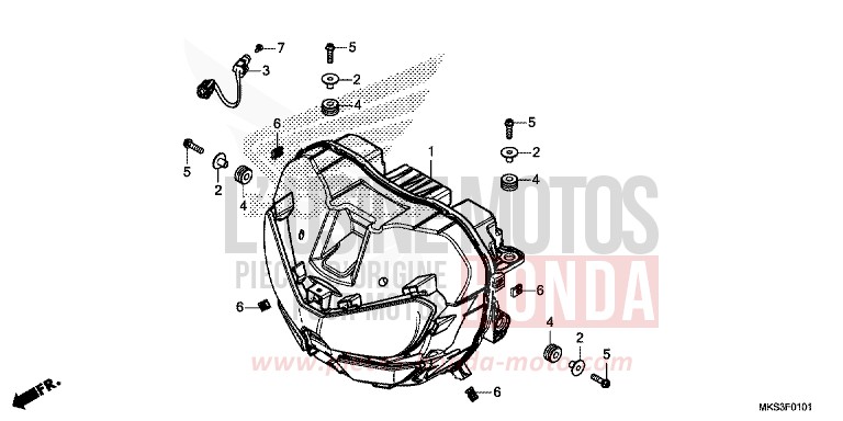 PROJECTEUR (CRF1100A2/A4/AL2/AL4/D2/D4/DL2/DL4) de Africa Twin DCT DARKNESS BLACK METALLIC (NH463) 2020